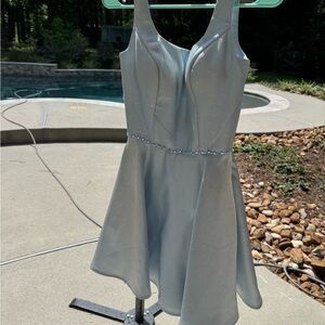 Mori Lee Blue Sleeveless A-line Mini Dress